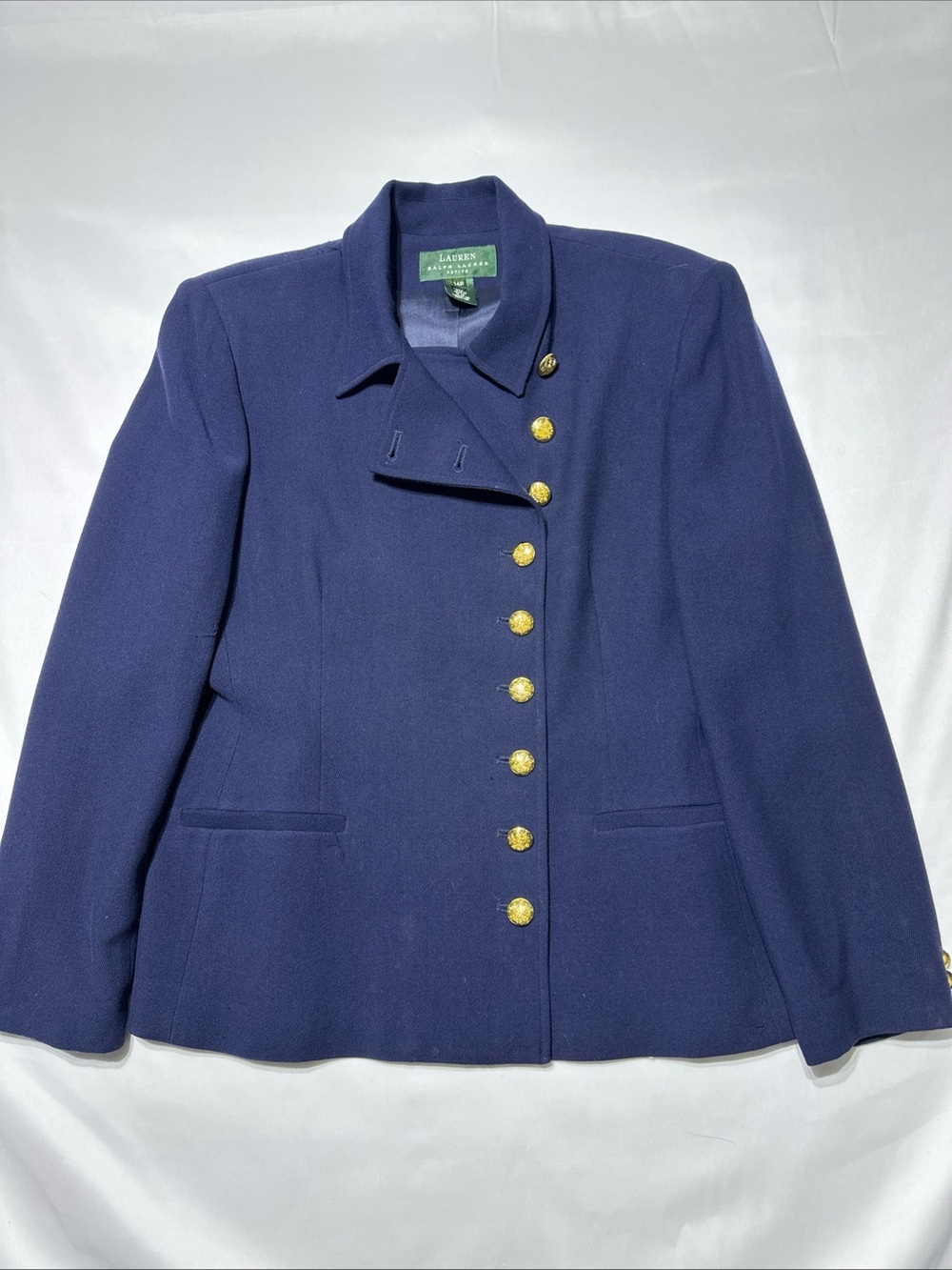 Lauren Ralph Lauren Navy Wool Blazer with Gold Buttons 14P